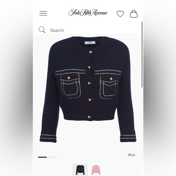 NWT Prada 100% Cashmere Long Sleeve Gold Button Sweater - Picture 6 of 13